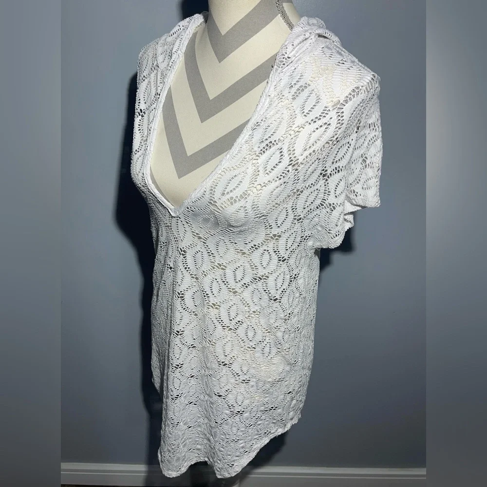 Jordan Taylor White Lace Hooded Cover-Up - Picture 2 of 12